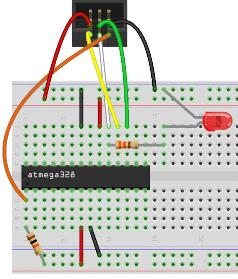 Arduino Nano Clone on Breadboard, This view shows where I'v…