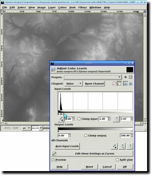 [Making a DEM visible with GIMP Levels]