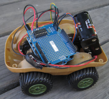 [Car sporting super cheap Arduino motor shield]