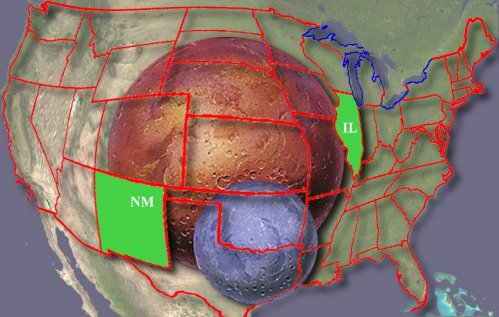 [Size of Pluto and Charon vs. the US]