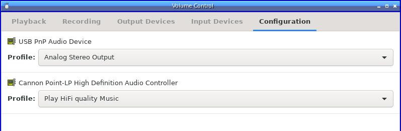 [Configuration tab in pavucontrol]