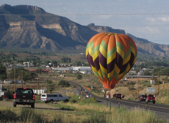 [Hot-air balloon landing in the road in Cortez, CO]
