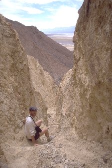 [David descending from the slot canyon]