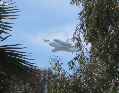 [Space shuttle Endeavour flyby]