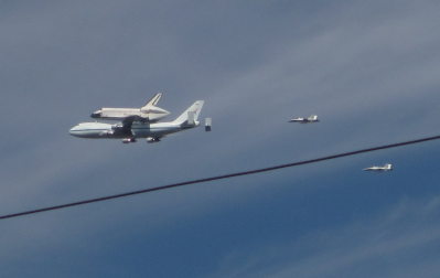 [Space shuttle Endeavour flyby]