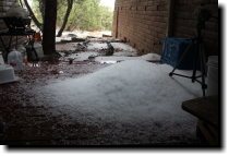 {Pile of hailstones on our deck}