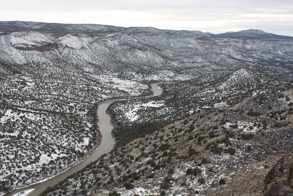 [Snowy view of the Rio Grande from Overlook]