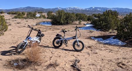 [Lectric XP ebike in the Nambe Badlands]