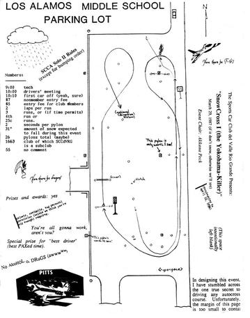 [A hand-drawn paper map of an autocross course]