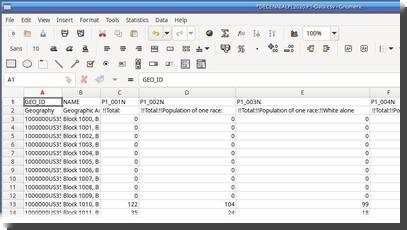 [A screenshot of gnumeric showing the top left of the USGS population table]