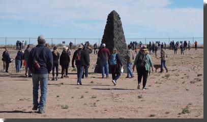 [Trinity Site Ground Zero obelisk showing the fence around the area]